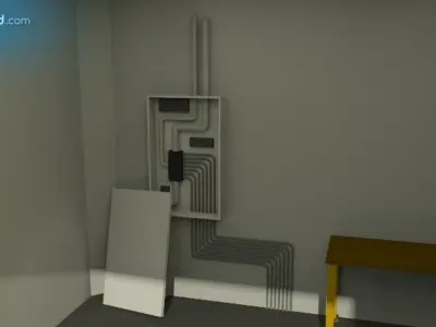 Garage room with door Low-poly 3D model