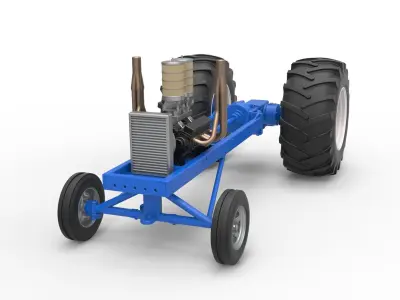 Vintage Small block Pulling tractor Base Scale 1 to 25 3D print model