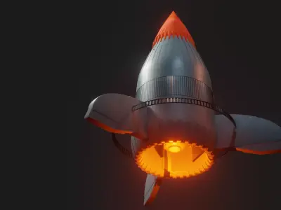 Rocket ship Low-poly 3D model