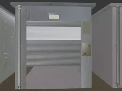 Low Poly Warehouse Building Rigged Doors 4 Color Variants Low-poly 3D model