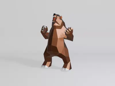 Polygonal Angry Bear Low-poly 3D model