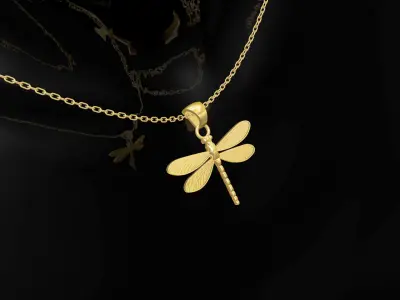 Dragonfly Pendant Jewelry Gold 3D print model