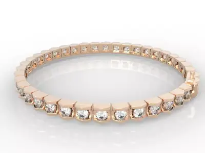 Square Link 10pt Diamond Tennis Bracelet 3D print model