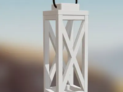 Lantern White Wood Free low-poly 3D model