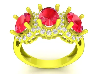 Luxury Oval Gemstone Crown Ring for Women 4858 3D print model
