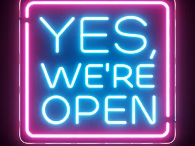  Yes Were Open Neon Sign 3D model