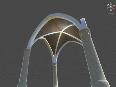 Ancient Cross Vault with Columns Low-poly 3D model