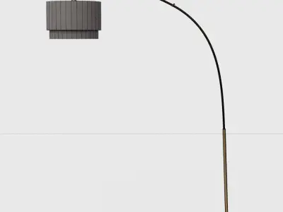 Meryl Arc Brass Floor Lamp with White Shade 3D model