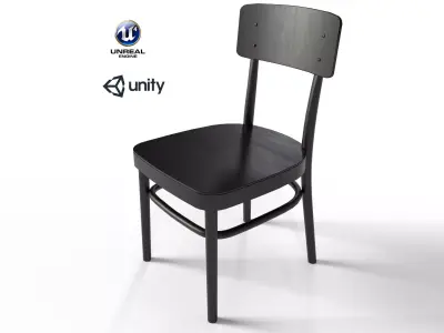 Black Chair for dining table fromgame engine ready Low-poly 3D model