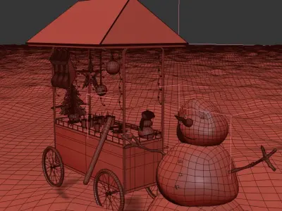 Christmas Food Cart 3D model
