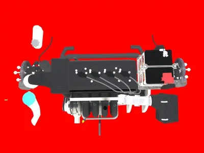 Car 4 Cylinder Engine Low-poly 3D model