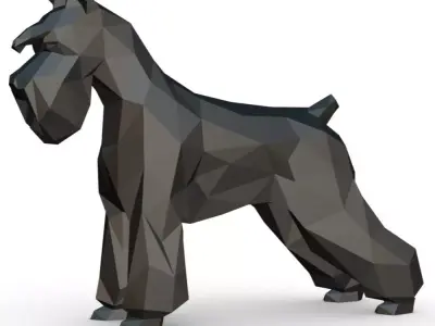 Schnauzer dog  low poly 3D print model