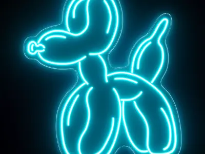 Balloon Dog Neon Sign 3D model