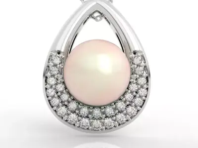 Luxury 3D Pearl Diamond Teardrop Pendant 3D print model