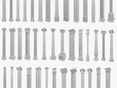Classical columns pilasters collection 3D model