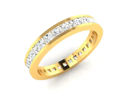 Band 3dm Render Details princess cut diamond eternity ring gold 3D print model purchase