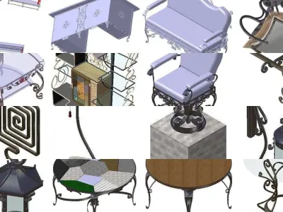44 artistic interior and exterior metal work 3D Model Pack