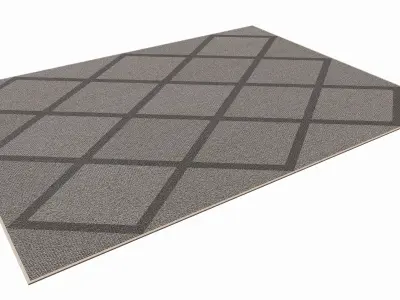 Indoor rectangle soft rug carpet grey 3D model