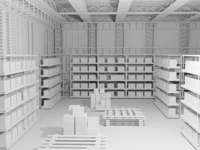 Warehouse Interior - No Material Low-poly 3D model