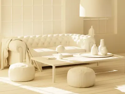 Cozy Interior Living Room Realistic  Ready 3D Scene  3D model