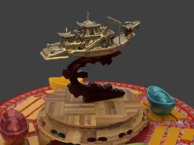 Chinese dragon boat figure  3D model