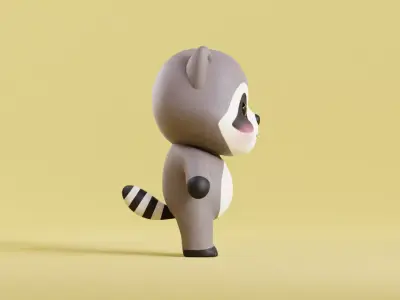 Cartoon Raccoon  Character Chibi Kawaii  Low-poly 3D model