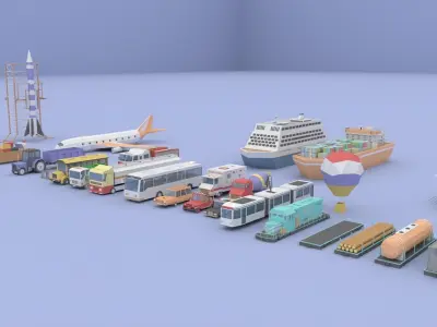 Low Poly City Pack Low-poly 3D model