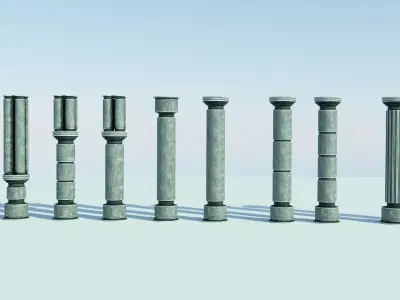 Classical Ancient Fantasy Columns Low-poly 3D model Free low-poly 3D model