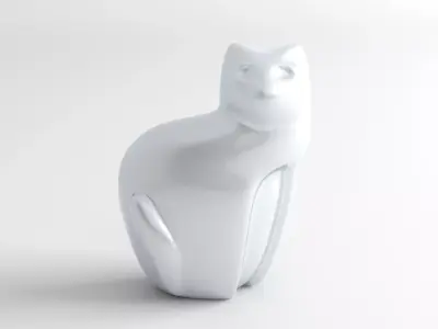 Cat Statuette Low-poly 3D model