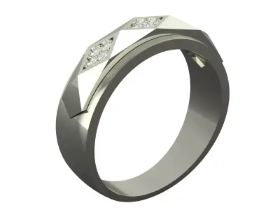 Boucheron faceted Wedding Ring with diamonds 3D print model Free 3D print model