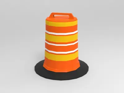 Barrel Road Construction Low Poly Low-poly 3D model