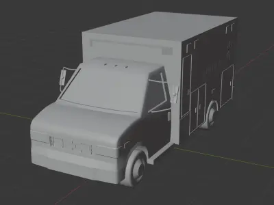 Low Poly gameready Ambulance car Low-poly 3D model