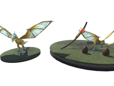 Dragon Creature 3D Asset Fantasy Models with PBR Textures Low-poly 3D model