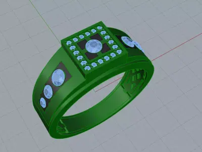 Mens Elegant Ring Gold Jewlery Brand 3D print model
