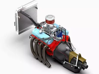 Chevy 454 Big Block V8 Engine Low-poly 3D model