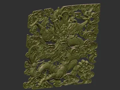 dragon chinese carving 3D print model