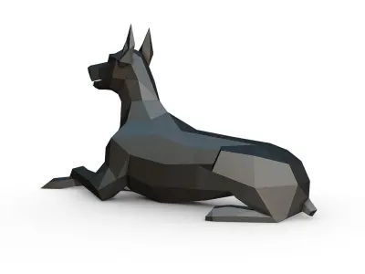 doberman lying down  3D print model