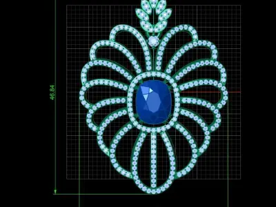 Pendant Diamond and Sapphire 01 3D print model