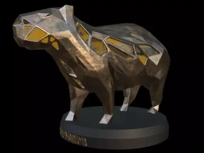 Steampunk Capybara Low-poly 3D model