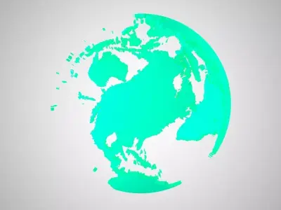Globe Shell light teal green 3D model