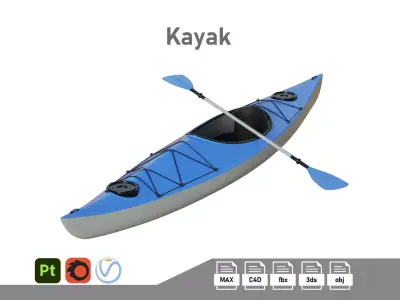 Kayak 01 Low-poly 3D model