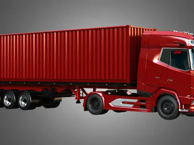 XG 530 Truck with 3-Axle Container Trailer 3D model