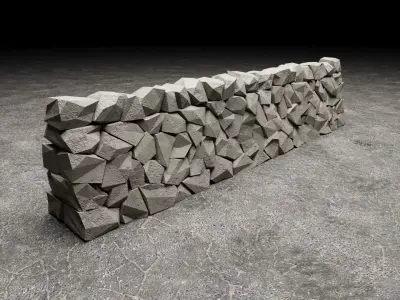 Stone Wall Low-poly 3D model