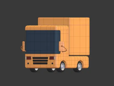 Cartoon Truck Low-poly 3D model