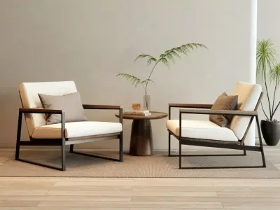 Nordic-style single-seater sofa 3D model