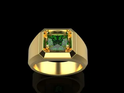 Cushion gem   man signet ring model 481 3D print model