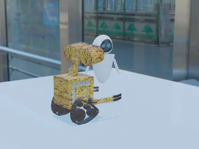 wall e and eve from disney 3D model