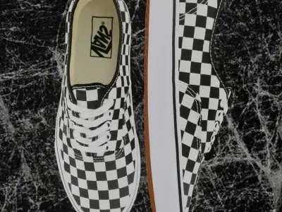 VANS AUTHENTIC GOLDEN COAST BLACK WHITE 3D SHOES  Low-poly 3D model