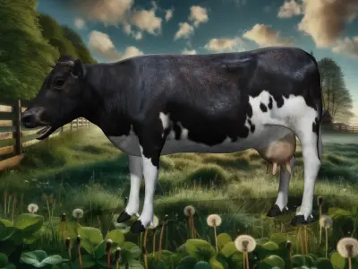 Black and White Iconic Cow Low-poly 3D model