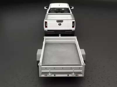 VW Amarok II and Utility Garden Car Trailer 3D model